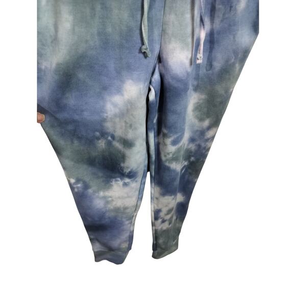 3895) Pink Rose Sleeveless Blue tie Die Pockets Elastic waist Jumpsuit Small - Picture 5 of 8